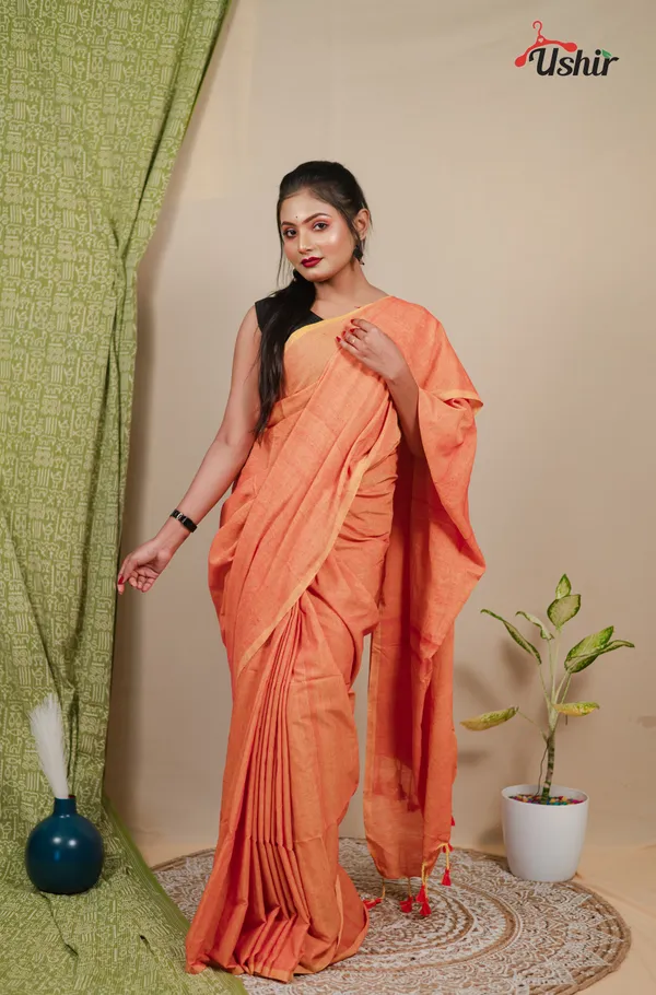 Komola_Solid_Plain_Cotton_Handloom_Saree