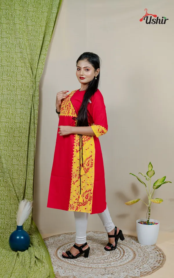 Kantha_stitch_angrakha_pink_kurti