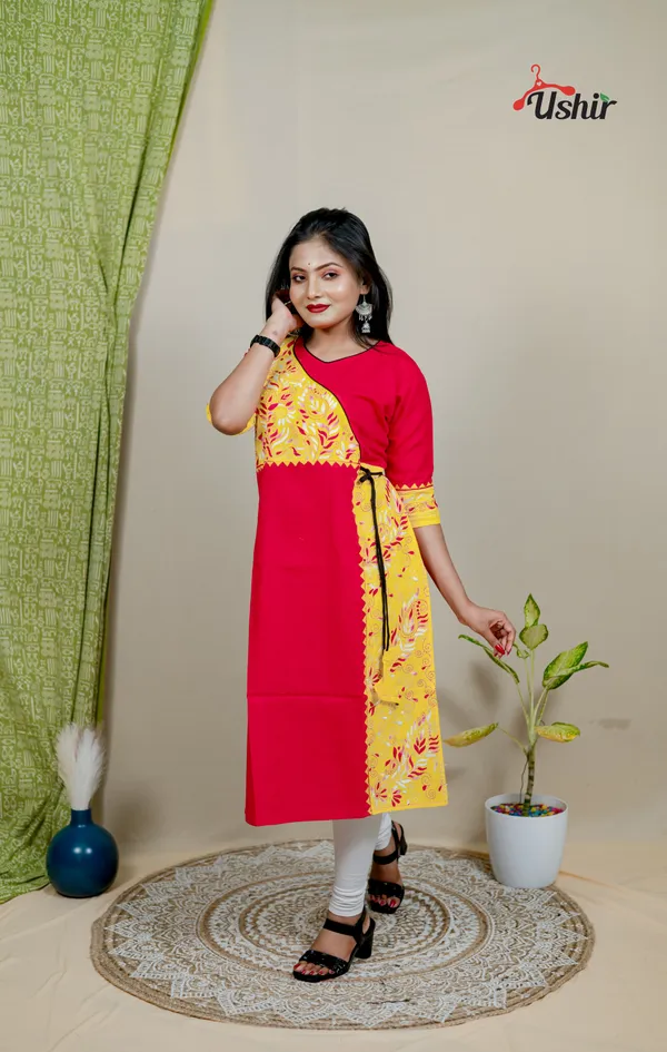 Kantha_stitch_angrakha_pink_multi_kurti