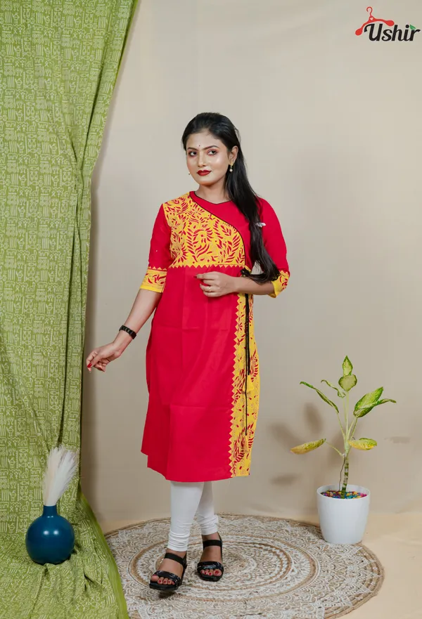 Kantha_stitch_angrakha_pink_kurti