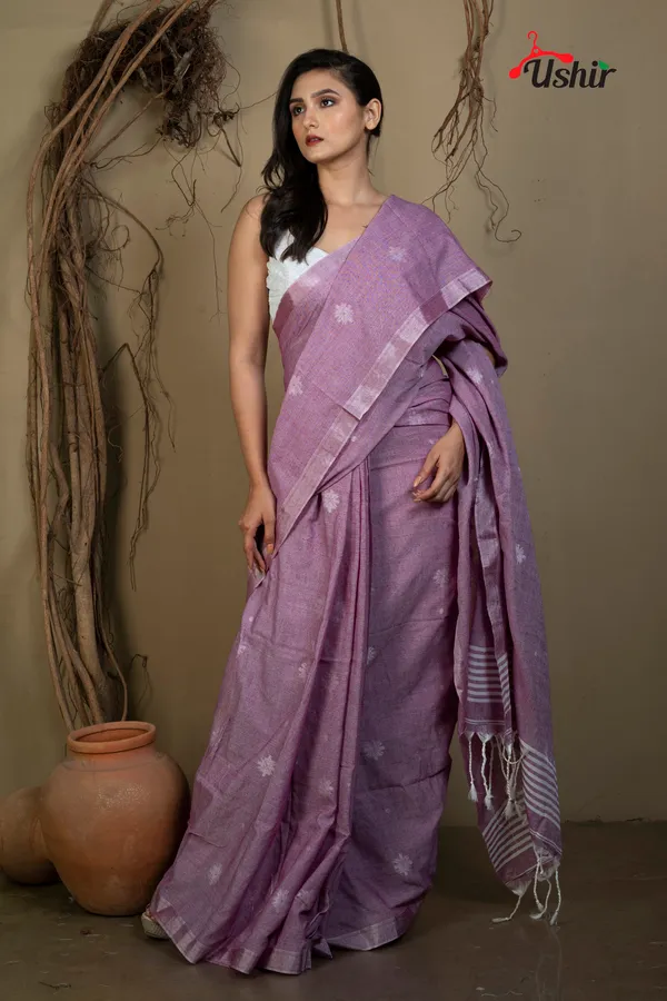 LAVENDER_Cotton_Handloom_Jhilmil_Saree