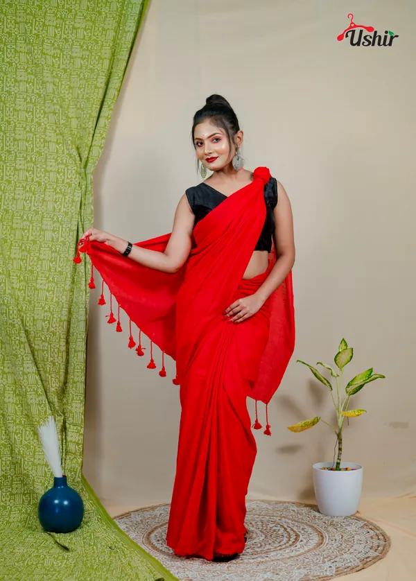 Lovely_Solid_Plain_Cotton_Handloom_One_Saree