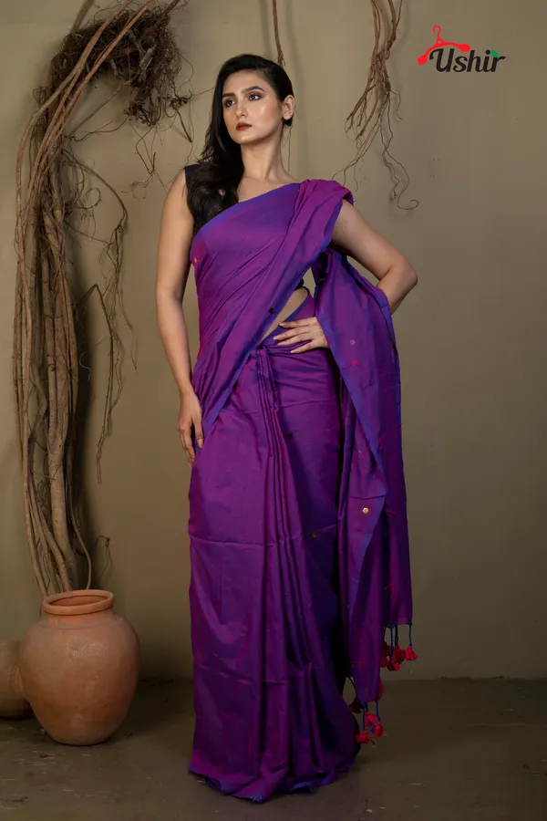Purple_Lava_Self_Desgin_Sequence_Cotton_Saree