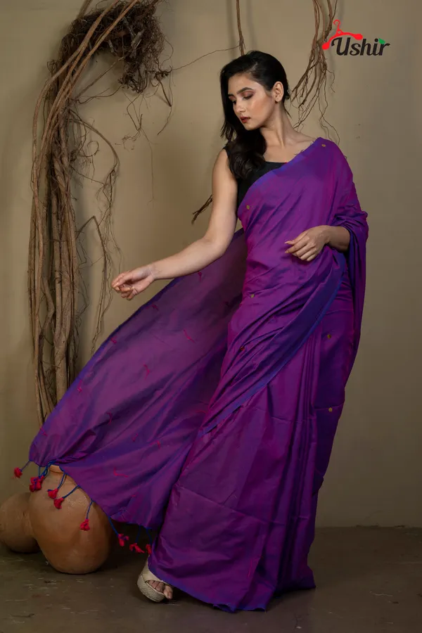 Purple_Lava_Self_Desgin_Sequence_Cotton_Saree