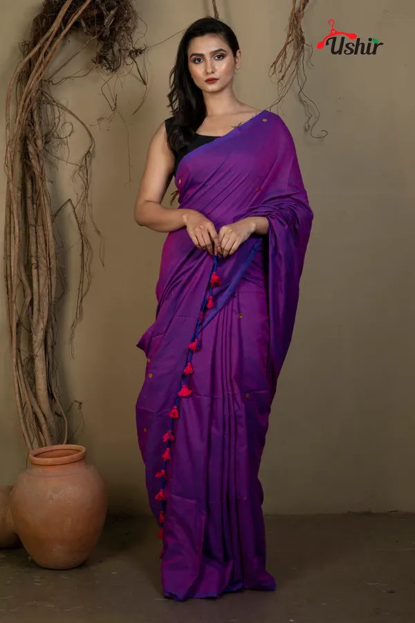Purple_Lava_Self_Desgin_Sequence_Cotton_Saree