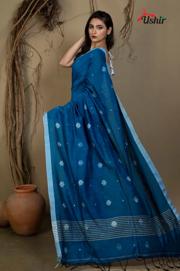 BLUE_Cotton_Handloom_Jhilmil_Saree