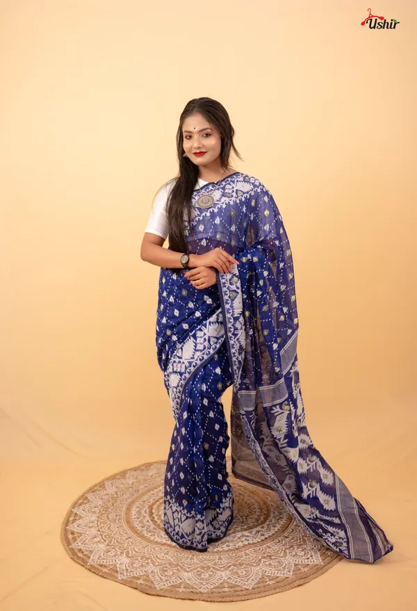 Navy_Blue_Saree_And_Kurta__With_Dhoti_Combo_Set_Pack