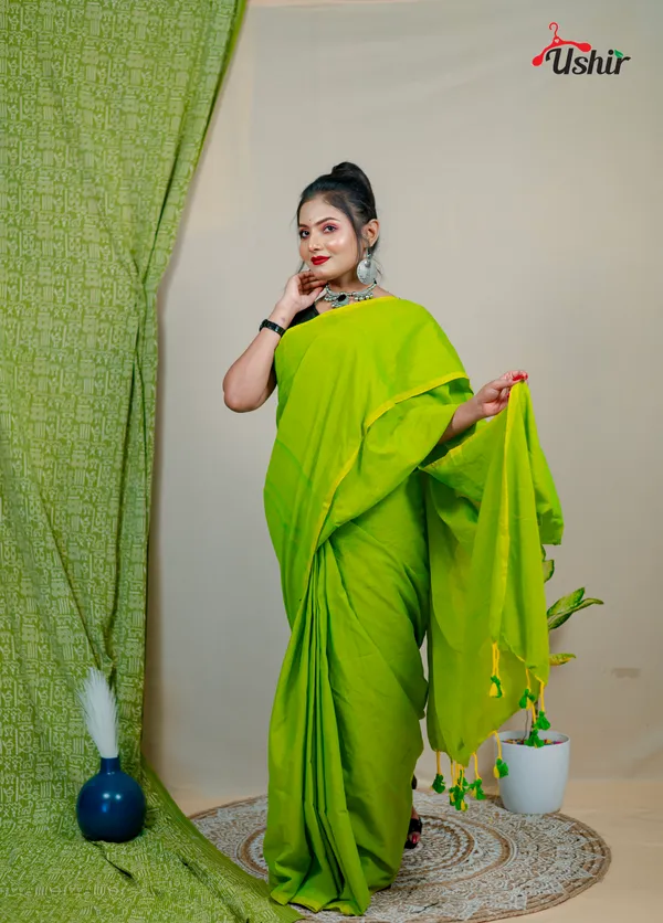 Olivest_Solid_Plain_Cotton_Handloom_One_Saree