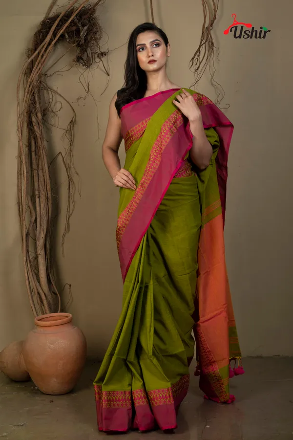 OLIVE_GREEN_Dual_mahapar_handllom_saree
