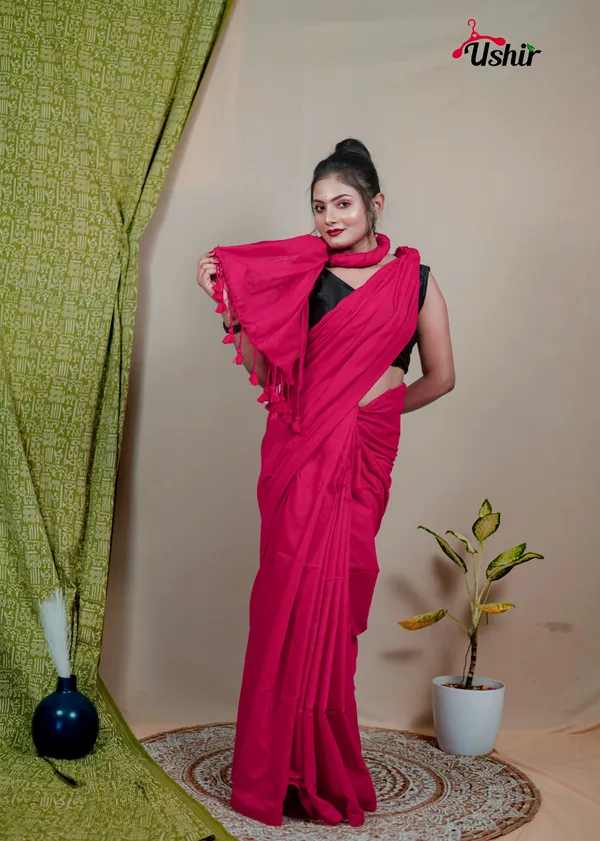 Queen_Solid_Plain_Cotton_Handloom_One_Saree