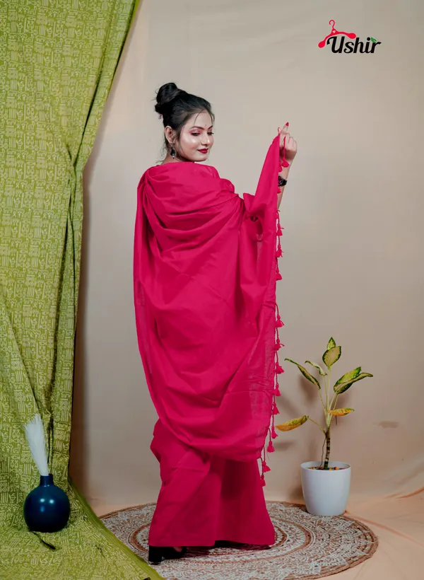 Queen_Solid_Plain_Cotton_Handloom_One_Saree