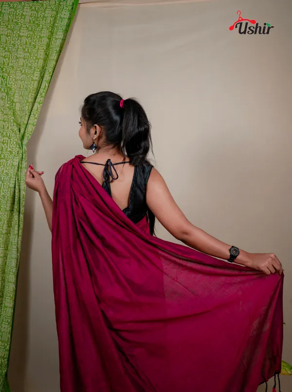 Elegant_Solid_Cotton_Plain_Handllom_One_Saree