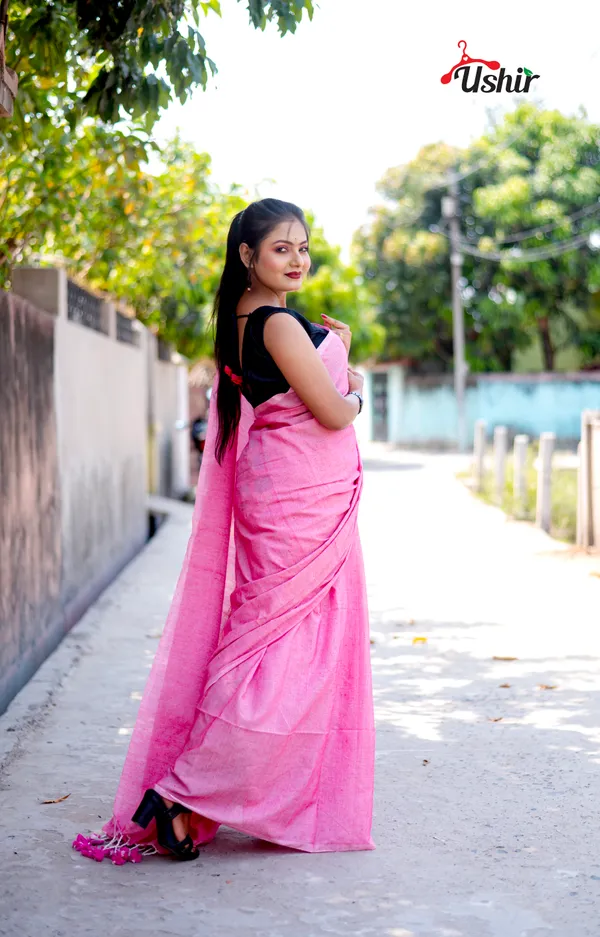 Pinki_Solid_Plain_Cotton_Handloom_One_Saree