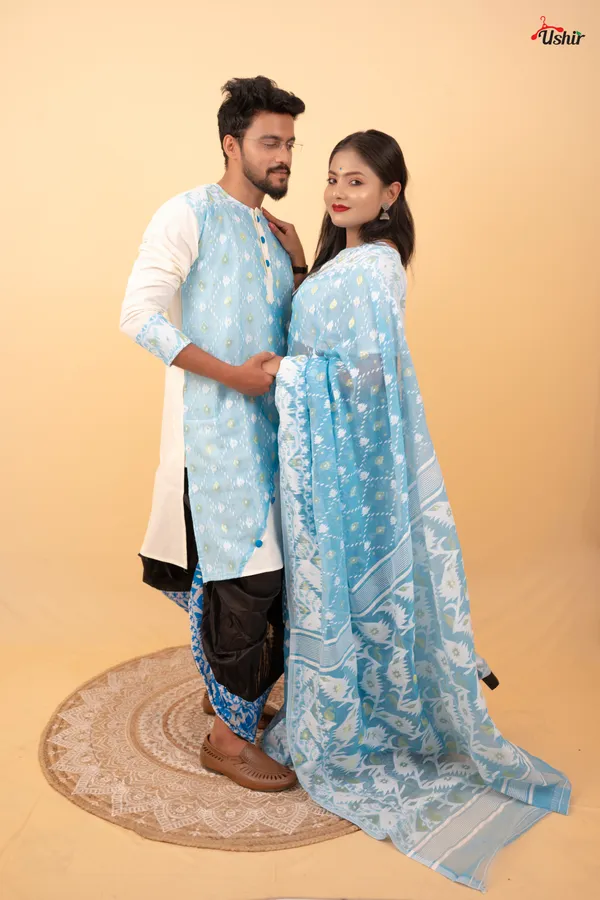 Sky_blue_dhakai_couple_set