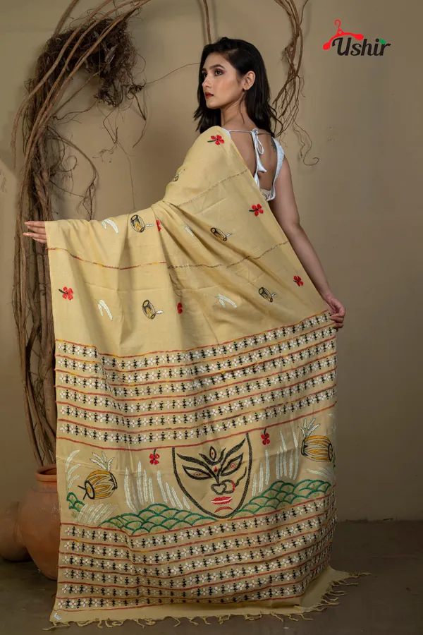 TUSSAR_Cotton_Kanthastitch_HAND_WORK_Saree
