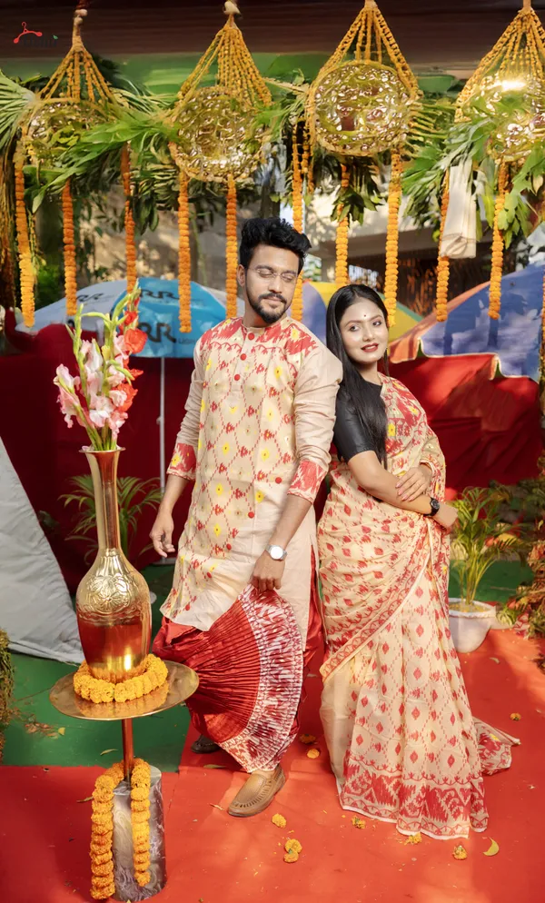 Tussar_Saree_And_Kurta_With_Dhoti_Combo_Set