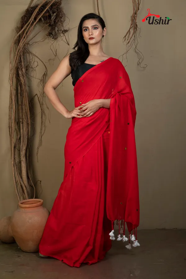 Red_Velvet_Sequence_Cotton_Saree