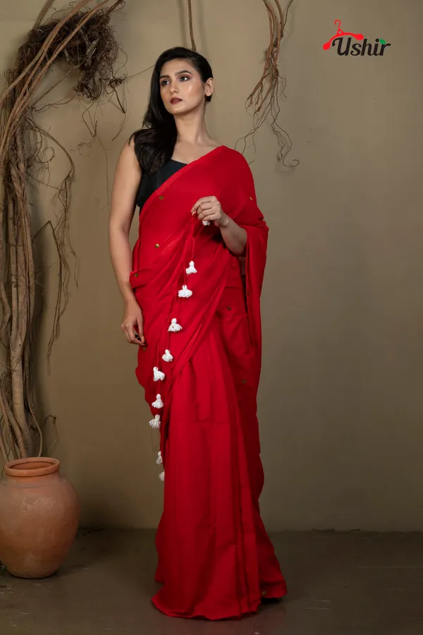 Red_Velvet_Sequence_Cotton_Saree