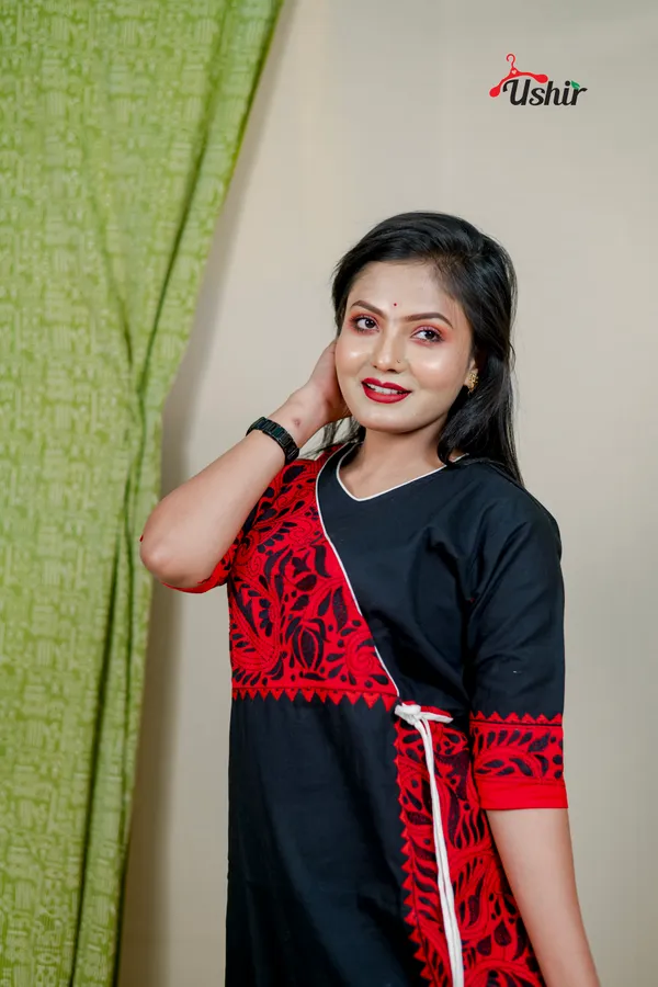 kanthastitch_angrakha_kurti_black_&_red