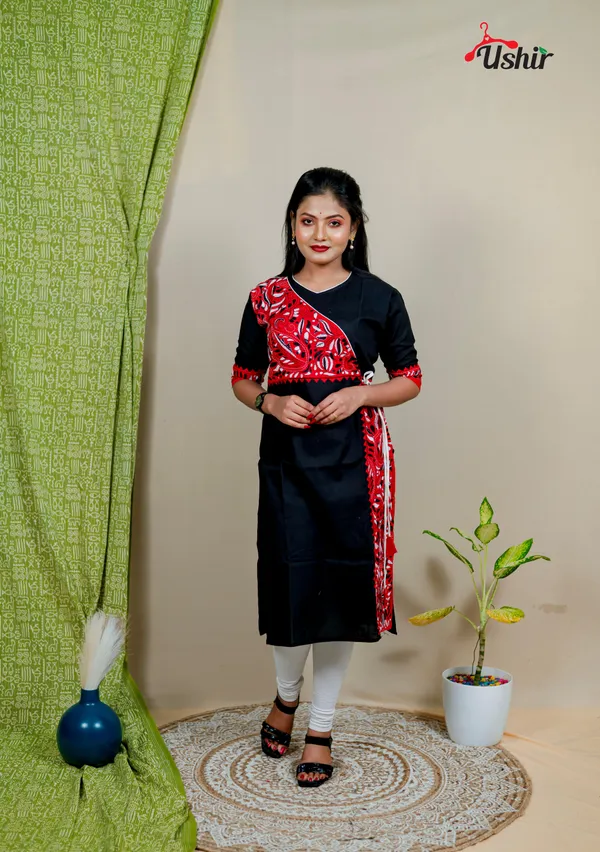 kanthastitch_angrakha_kurti_black_&_red_multi_thread