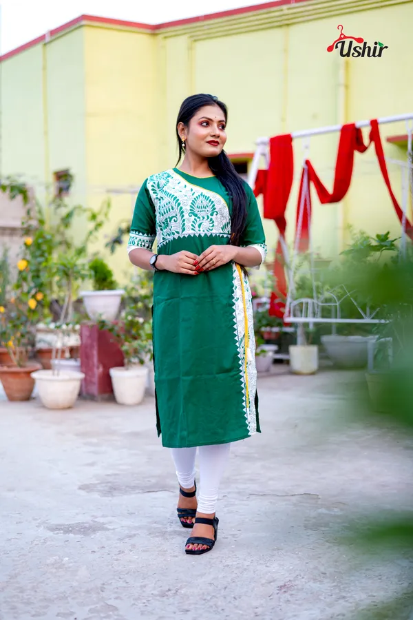 kanthastitch_angrakha_kurti_bottle_green