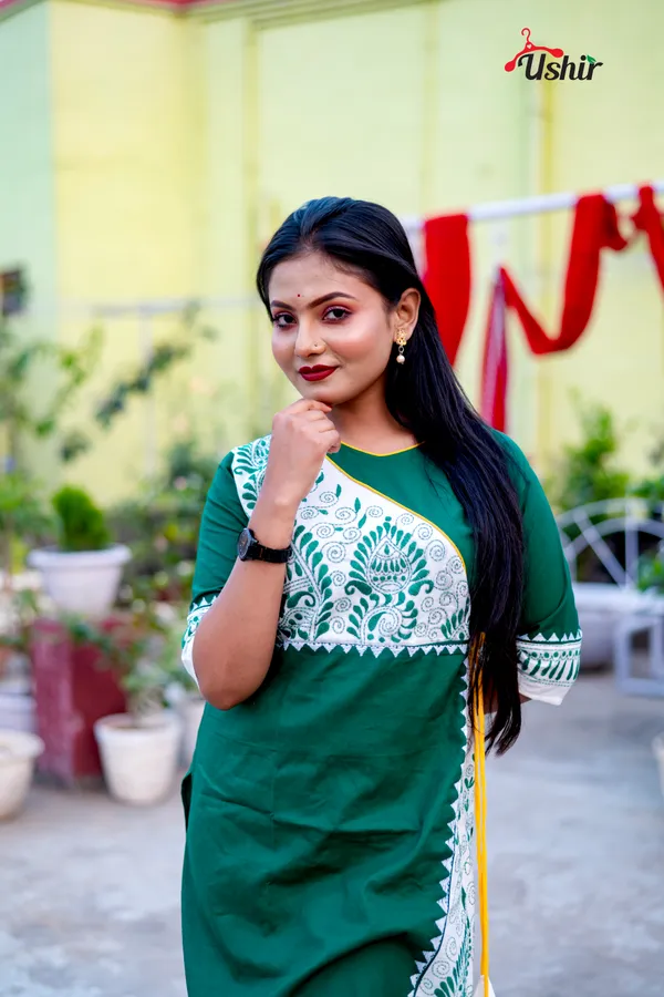 kanthastitch_angrakha_kurti_bottle_green