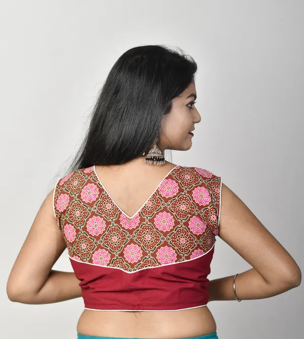 White_Stitched_V-Neck_Embroidered_Cotton_Lycra_Blend_Blouse_For_Women