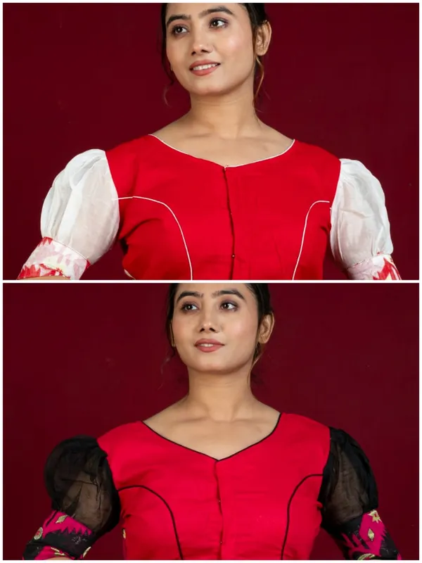 Combo_Of_Designer_jamdani_Blouse_(Red-White_&_Black-Pink)