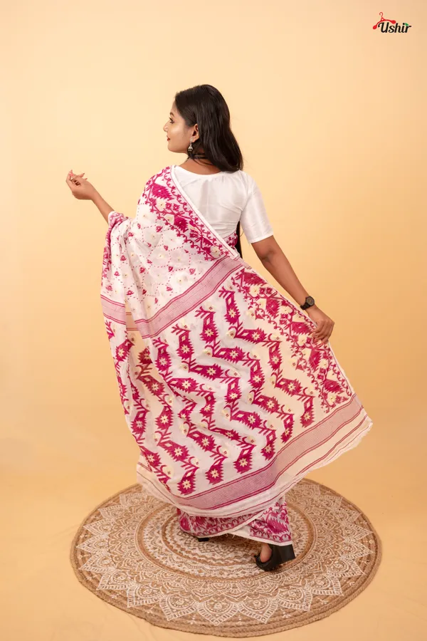 White_&_Purple_Dhakai_Jamdani_Saree