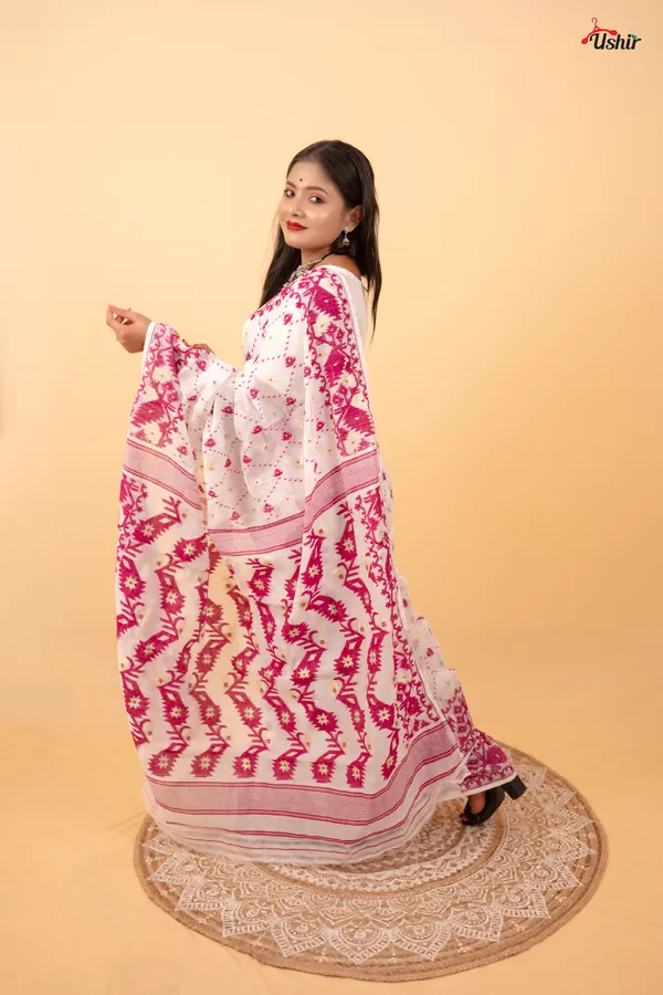 White_&_Purple_Dhakai_Jamdani_Saree