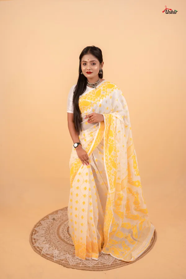 Yellow_&_White_Dhakai_Jamdani_Saree