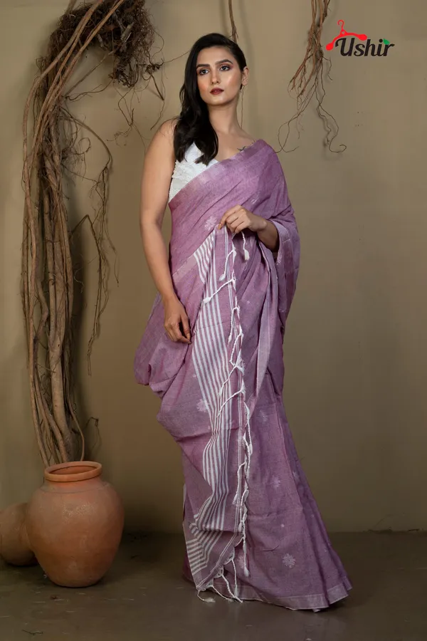 LAVENDER_Cotton_Handloom_Jhilmil_Saree