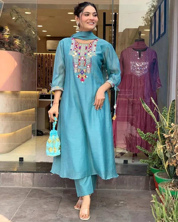 Blue_Premium_Chanderi_Mirror_Work_Kurta_Set_with_Dupatta