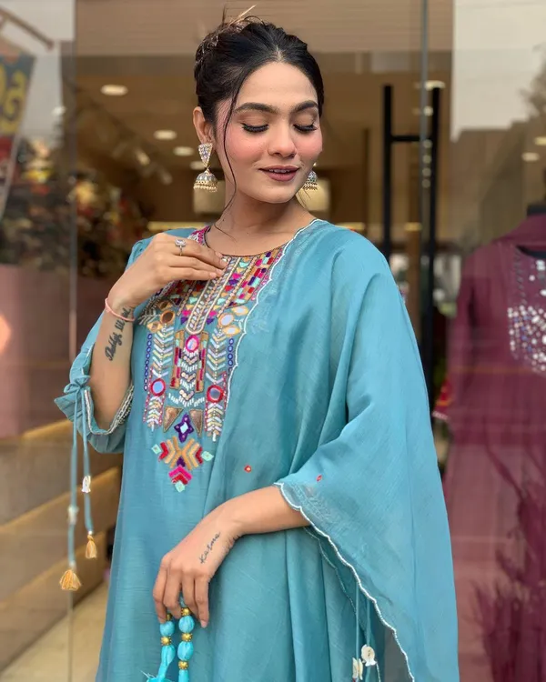 Blue_Premium_Chanderi_Mirror_Work_Kurta_Set_with_Dupatta