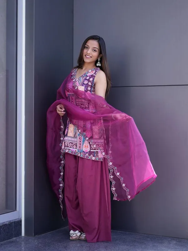 Elegant_Embroidered_Kurta_Palazzo_Set_|_Modal_Satin_Kurti_|_Organza_Dupatta_|_Festive_&_Office_Wear