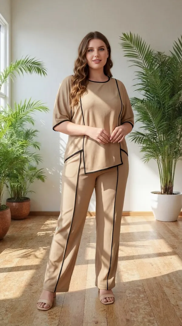 Khakhi_Trendy_Co-Ord_Sets_|_Round_Neck_Half_Sleeve_Lycra_Knitted_|_Multi-Color_|_Office_&_Festive_Wear