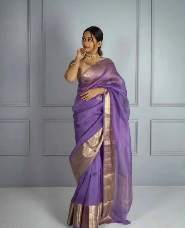 Lovely_Violet_Organza_Weaving_Border_Saree_with_Unstitched_Blouse