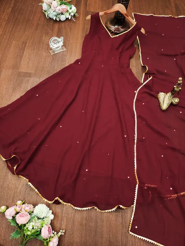 Maroon_Georgette_Anarkali_Gown_with_Dupatta