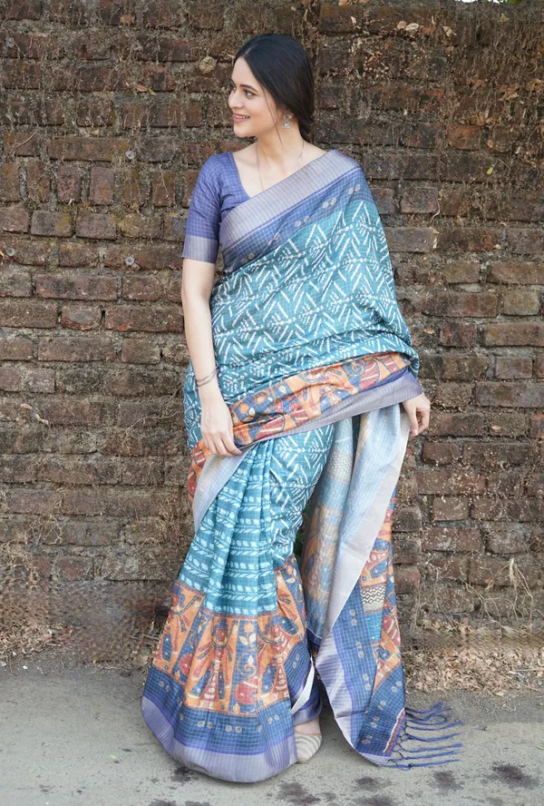 Oceanic_Opulence-Teal_Digital_Printed_Mysore_Silk_Saree_with_Jari_and_Jhalar