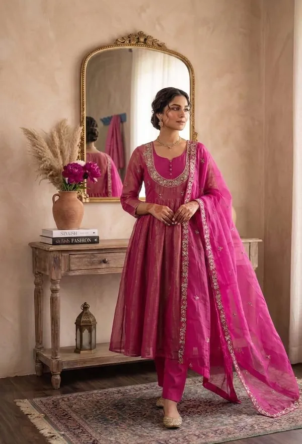Pink_Designer_Party_Wear_Kurta_Pants_Set_with_Dupatta_|_Fendi_Satin_|_Embroidered_|