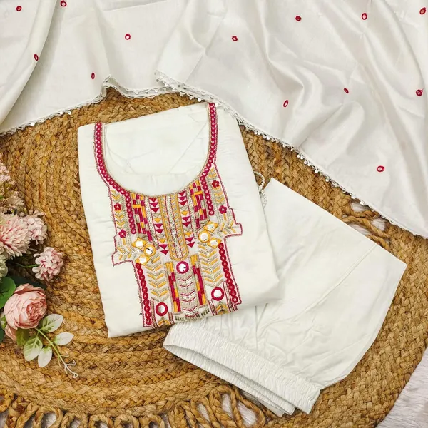 White_Premium_Chanderi_Mirror_Work_Kurta_Set_with_Dupatta