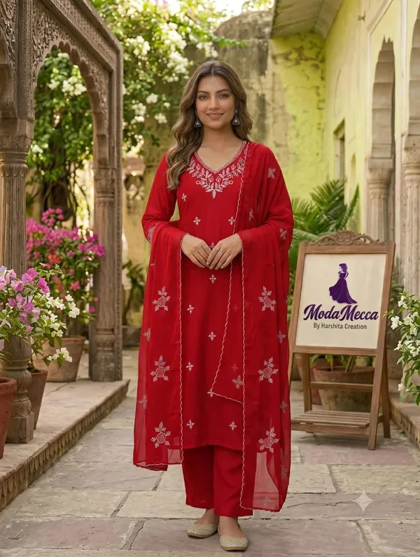 Premium_Fox_Georgette_Embroidered_Kurta_Pant_Dupatta_Set_|_White_Thread_Work_V-Neck_Full_Sleeve_3-Piece_Ethnic_Suit_Set_for_Women_|_Festive_&_Party_Wear