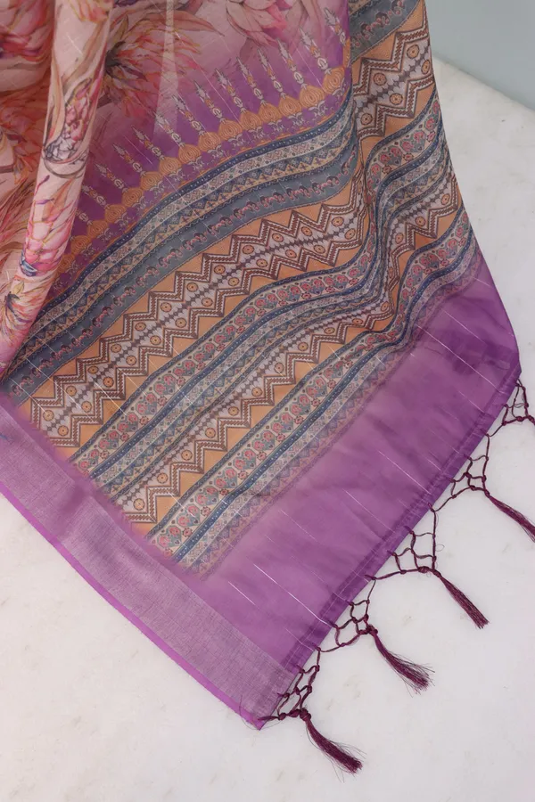 Blushing_Beauty-Rose_Linen_Saree_with_Silver_Jari_Digital_Print_and_Jhallar