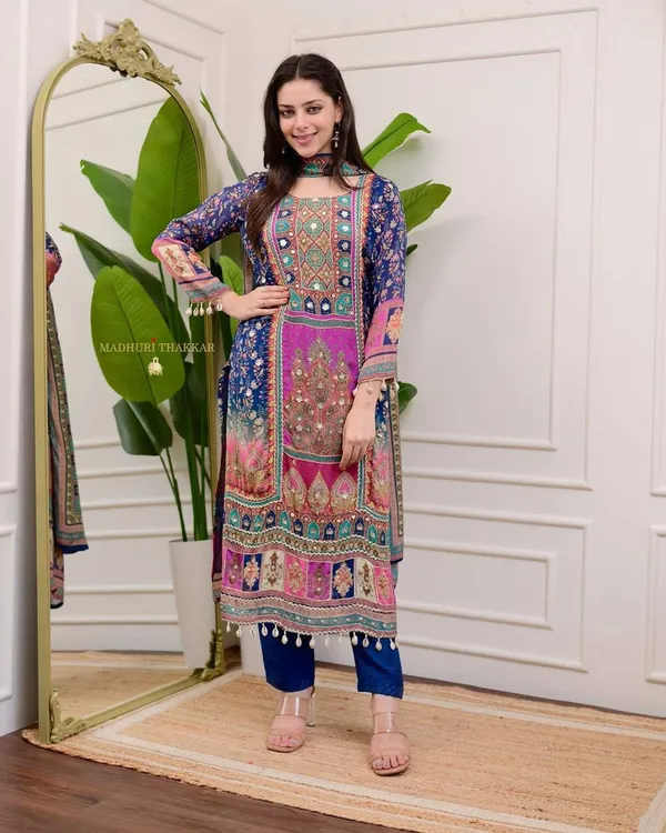 Regal_Stonework_Pink_&_Blue__Kurta_Set_with_Dupatta