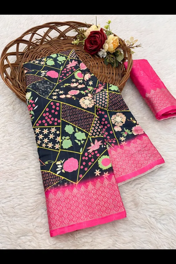 Rosy_Nights-Black_&_Pink_Digital_Printed_Dola_Silk_Saree_with_Woven_Border
