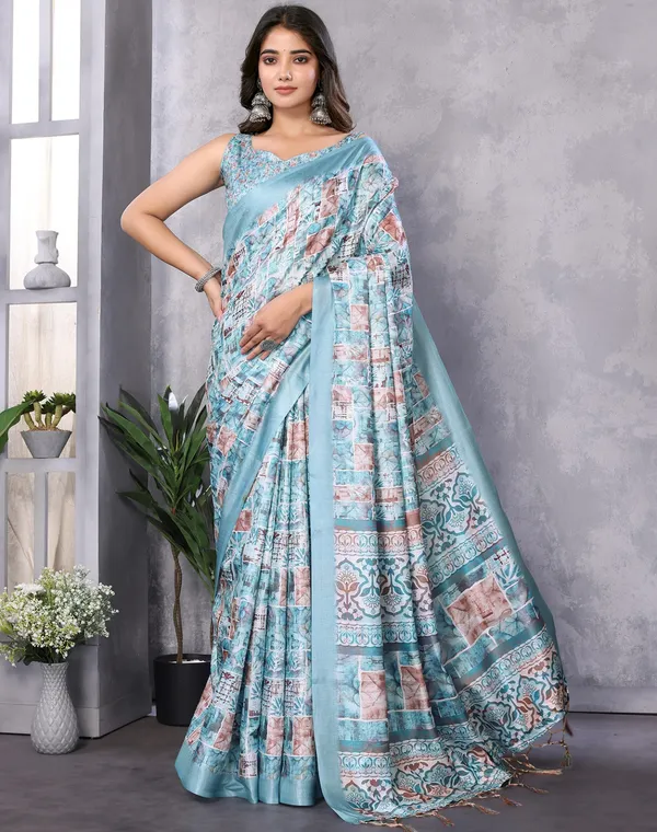 Sky's_Delight_Cotton_Art_Silk_Digital_Printed_Saree_with_Weaving_Border_and_Tassels_on_Pallu