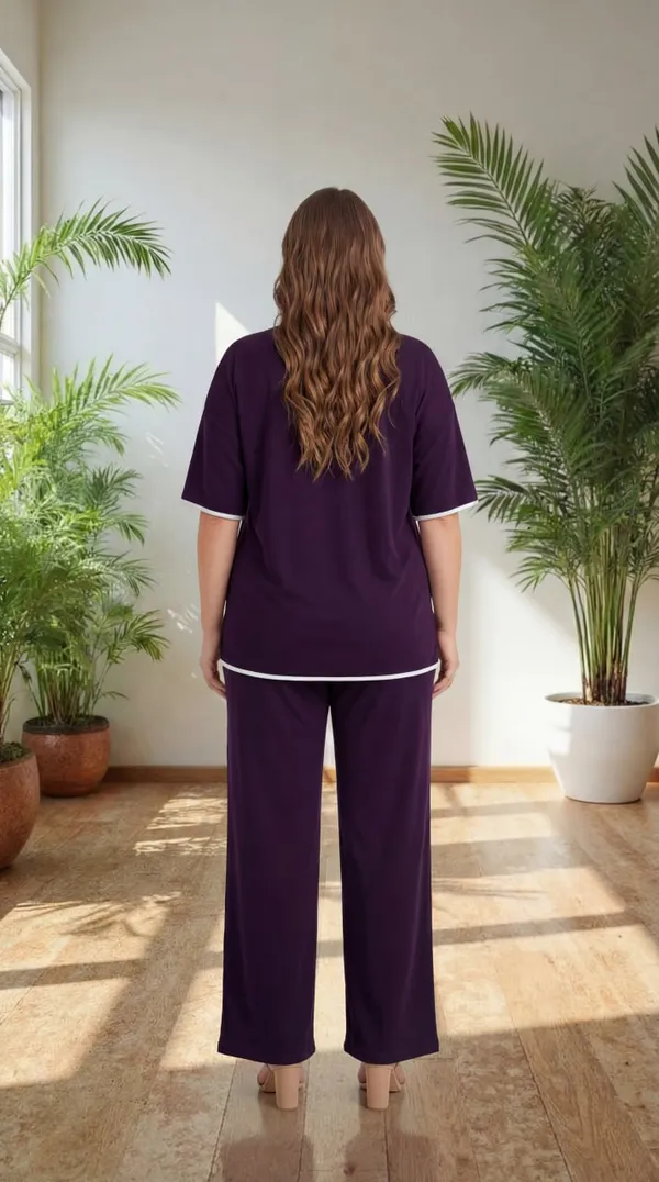 Wine_Trendy_Co-Ord_Sets_|_Round_Neck_Half_Sleeve_Lycra_Knitted_|_Multi-Color_|_Office_&_Festive_Wear