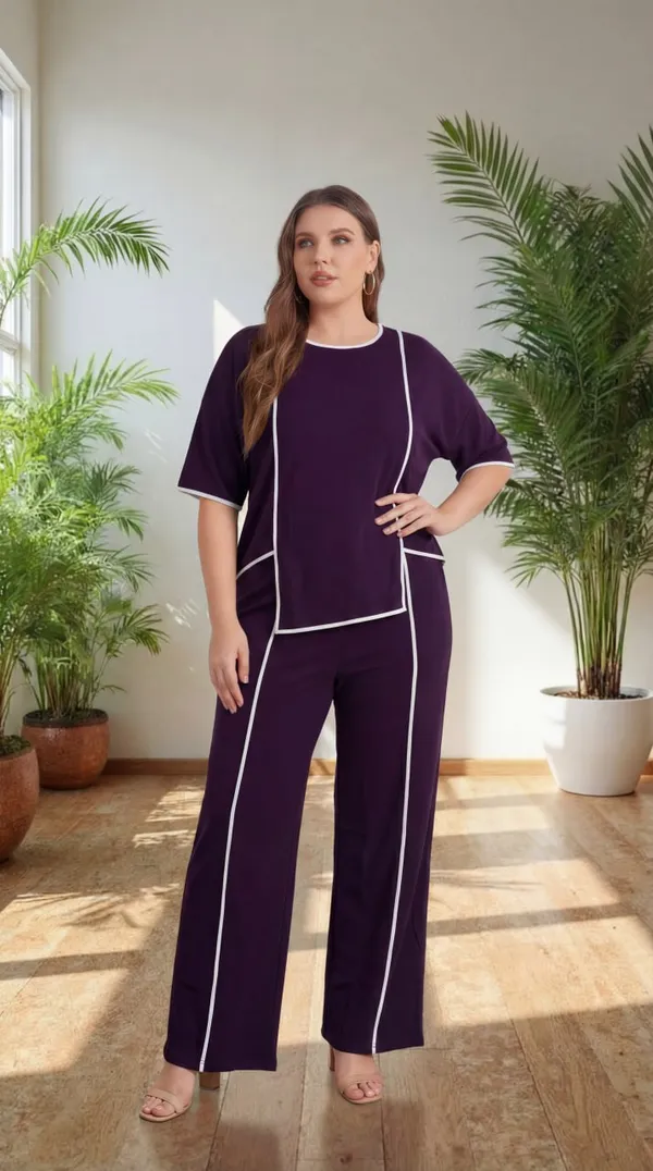 Wine_Trendy_Co-Ord_Sets_|_Round_Neck_Half_Sleeve_Lycra_Knitted_|_Multi-Color_|_Office_&_Festive_Wear
