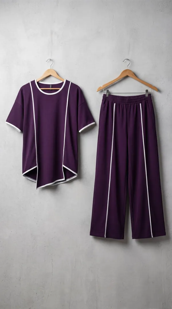 Wine_Trendy_Co-Ord_Sets_|_Round_Neck_Half_Sleeve_Lycra_Knitted_|_Multi-Color_|_Office_&_Festive_Wear