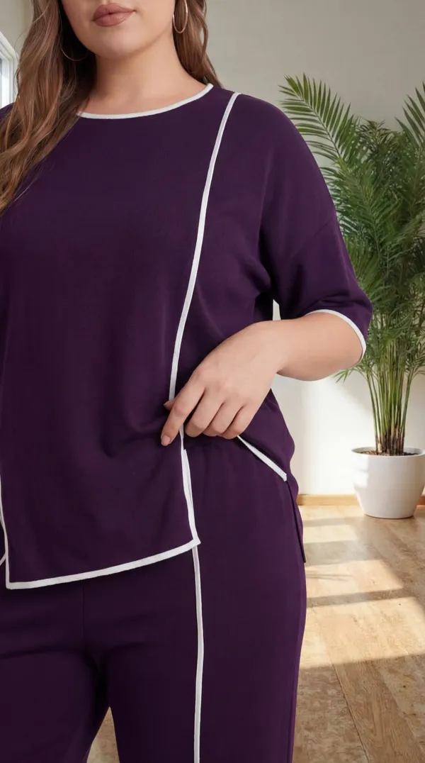 Wine_Trendy_Co-Ord_Sets_|_Round_Neck_Half_Sleeve_Lycra_Knitted_|_Multi-Color_|_Office_&_Festive_Wear